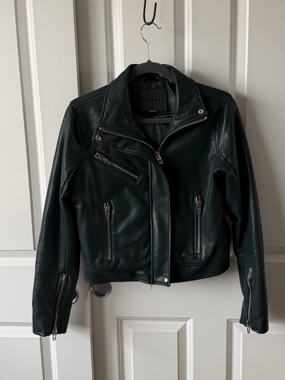 BlankNYC Green Faux Leather Moto Jacket M